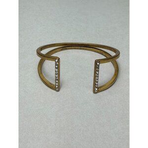 J Crew Gold Tone Rhinestone Open Cuff Bracelet Minimalist Modern